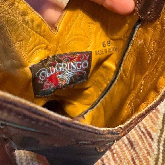 Old Gringo Brown and Black Cowboy Boots with Cross Design - Picture 6 of 7